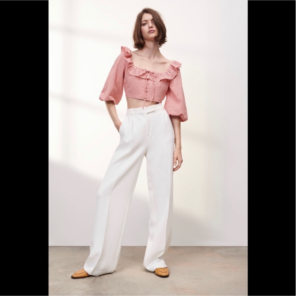 Zara Stripped Top with Ruffles, Size S